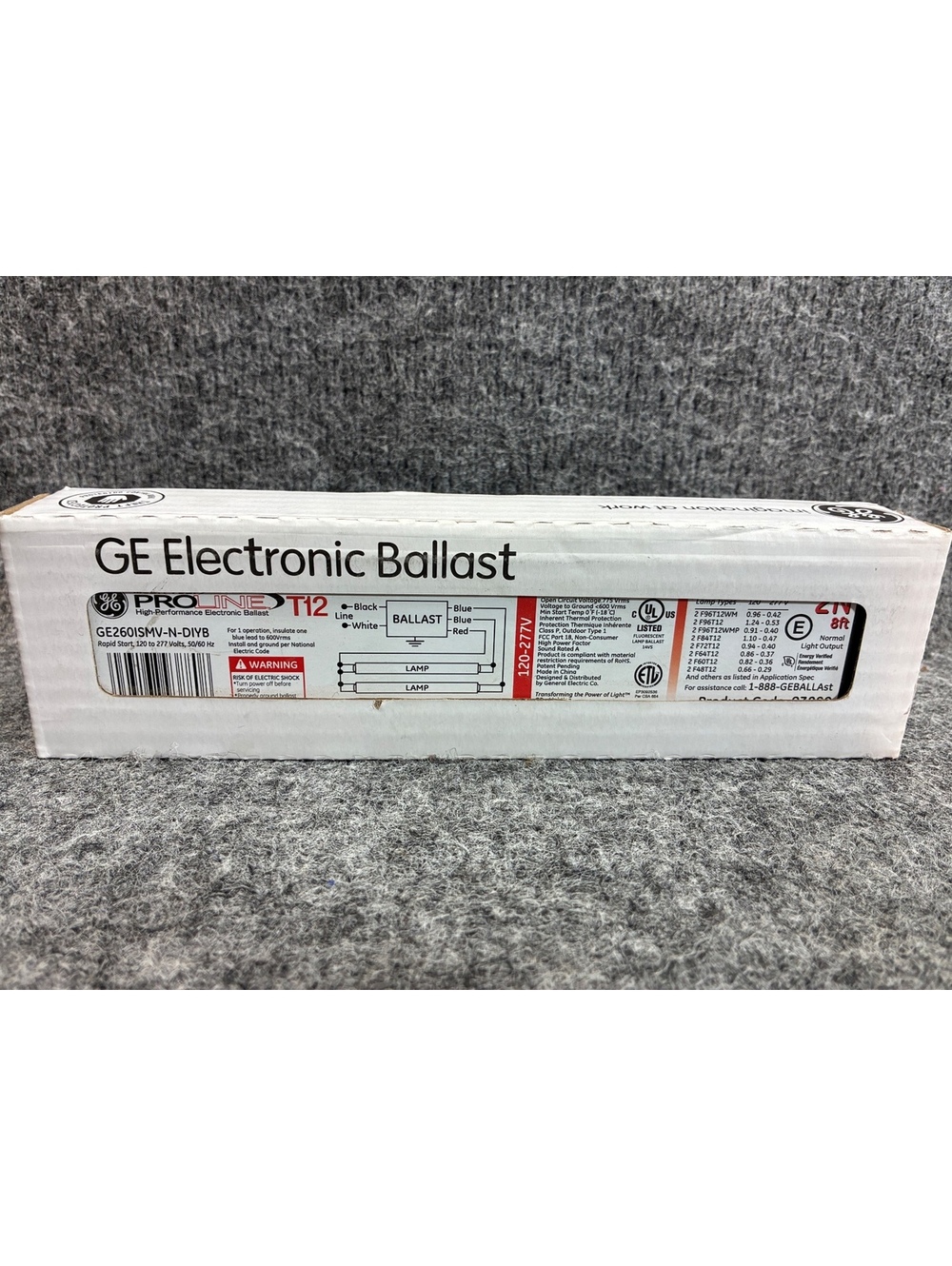 GE ProLine T12 Electronic Ballast GE2601SMV-N-DIYB Rapid Start 120-277V